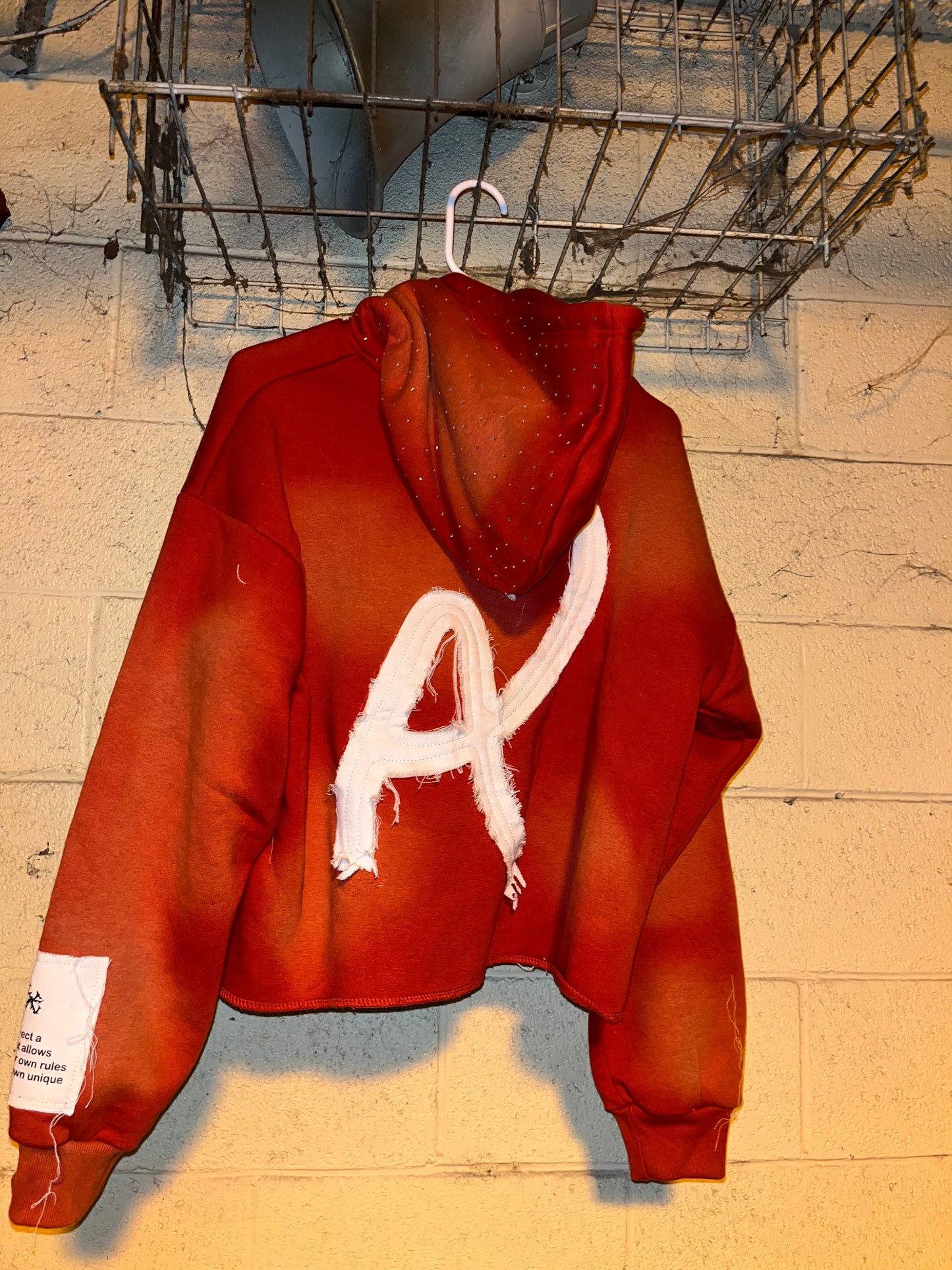 'ABIDE' Red Cropped Hoodie