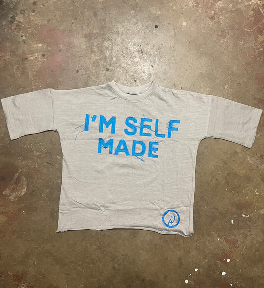 Blue 'I'M SELF MADE' Oversized Tee