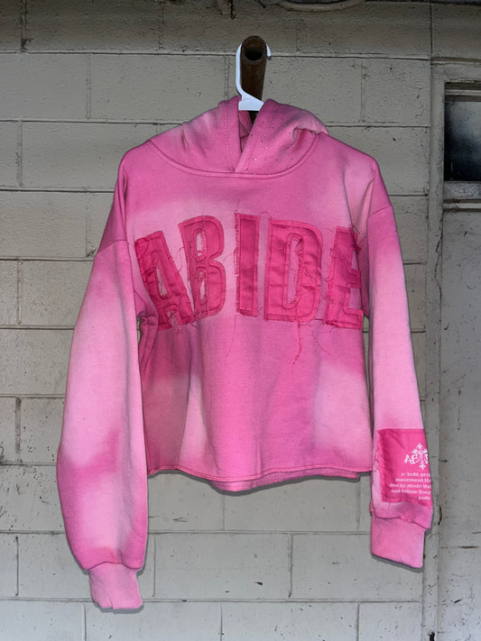 'ABIDE' PinkOut Cropped Hoodie