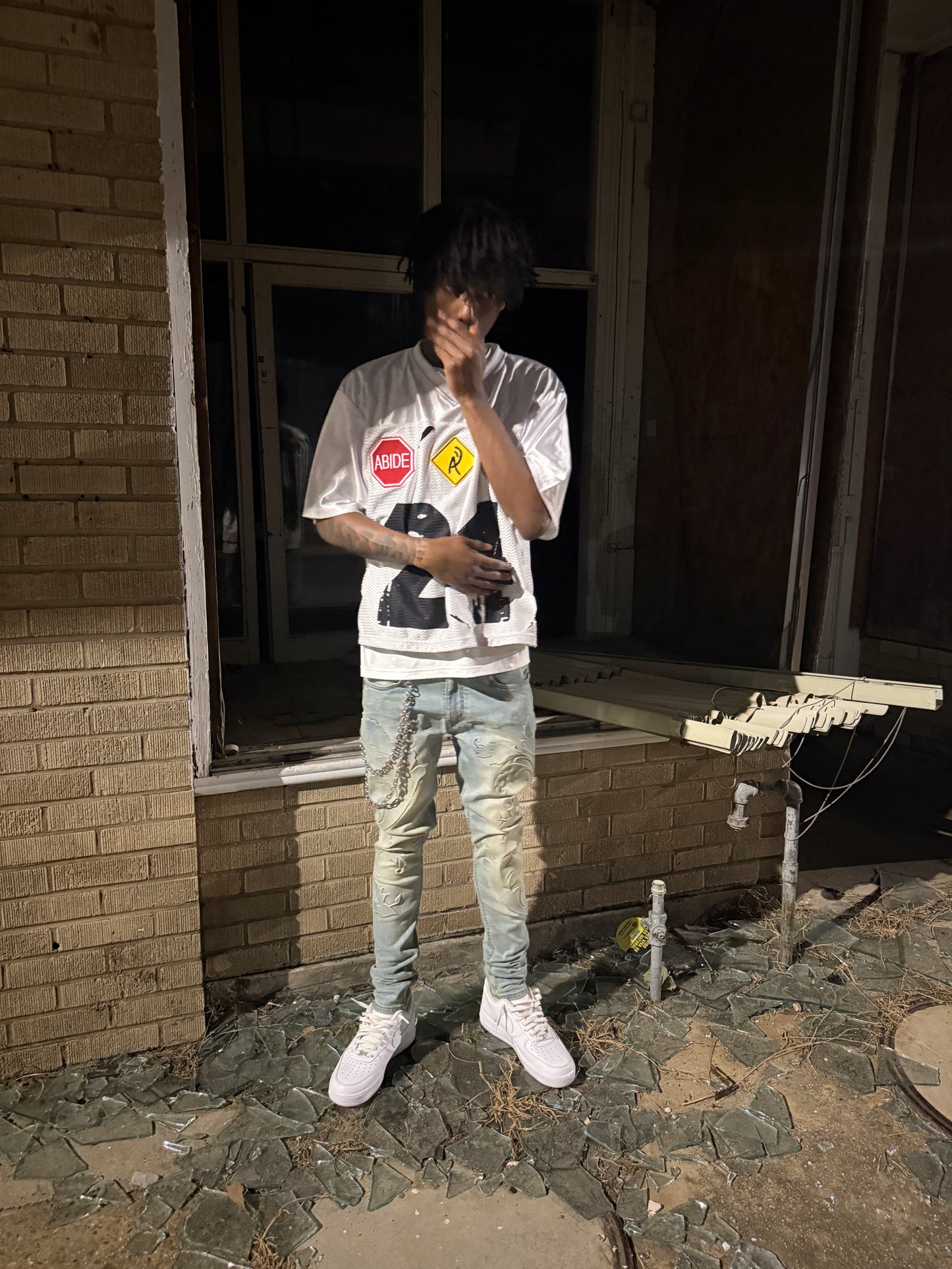 White Distressed ‘24’ Jersey