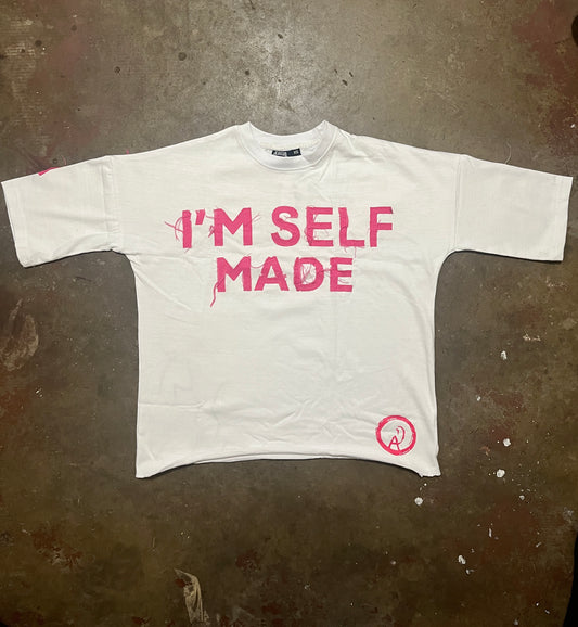 Pink 'I'M SELF MADE' Oversized Tee