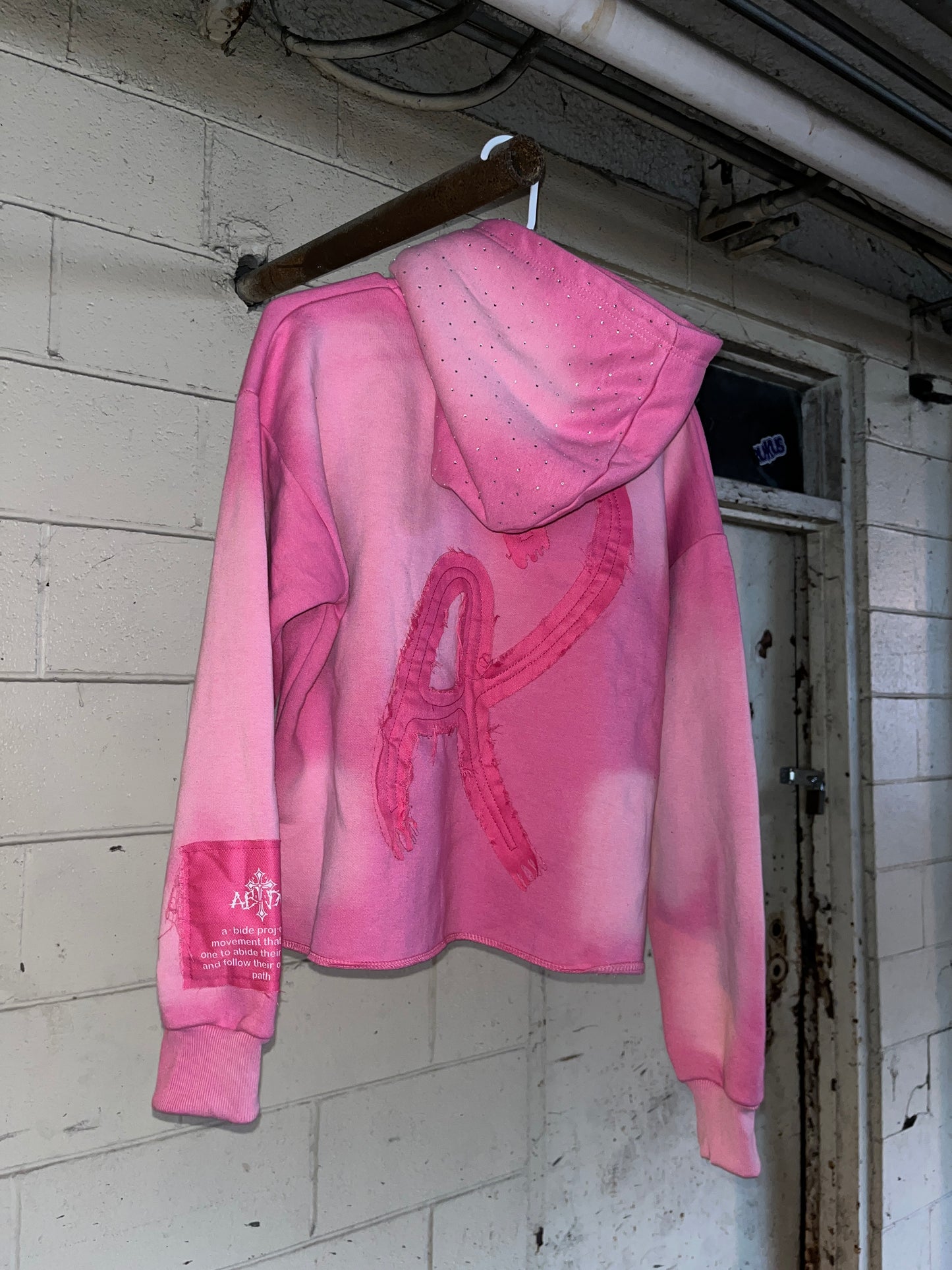 'ABIDE' PinkOut Cropped Hoodie