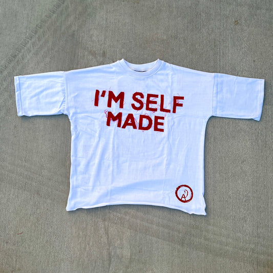 Red ‘I’M SELF MADE’ Oversized Tee